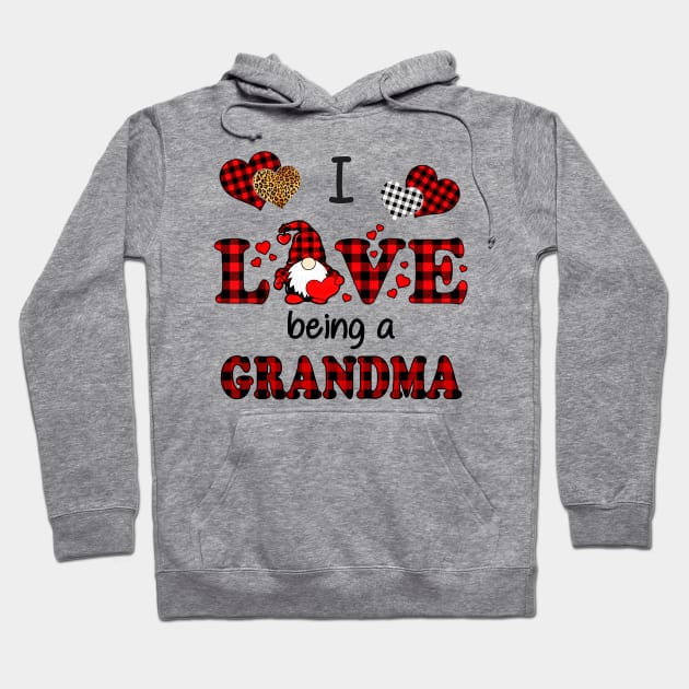 I Love Being A Grandma Gnomes Red Plaid Heart Valentine's Day Shirt Hoodie by Kelley Clothing